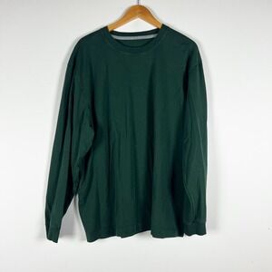 Lululemon Men's Cotton Crew Neck Long Sleeve Casual Tee Shirt Emerald Green XXL